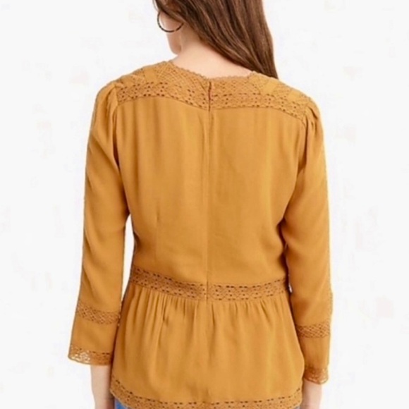 J. Crew Point Sur Lacey Top Marled Mushroom Gold Yellow 8 EUC - Picture 4 of 16